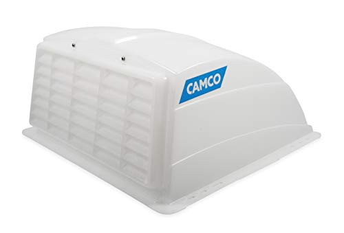 Camco RV Roof Vent Cover | Allows High Flow Air Ventilation Into Your RV, Rain or Shine | Easy Installation | Installation Hardware Included, White (40433)