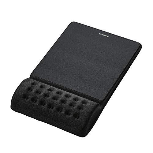 ELECOM Mouse Pad with Wrist Rest”Comfy” Smooth Control/Ergonomic Design/Reduce Wrist Fatigue/Memory Foam Black MP-096BK