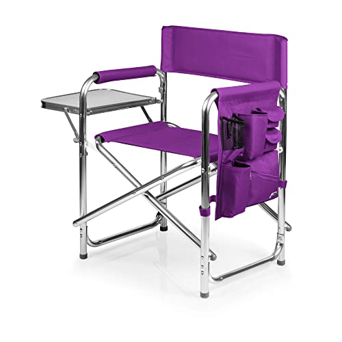 ONIVA – a Picnic Time brand – Sports Chair with Side Table, Beach Chair, Camp Chair for Adults, (Purple)