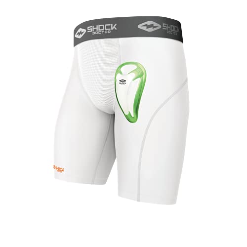 Shock Doctor Men’s Core Compression Short with Bio-Flex Cup – Boys – Medium – White