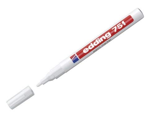 Edding 751 Paint Marker Xylene and Toluene-Free Bullet Tip 1-2mm Line White Ref [Pack of 10]