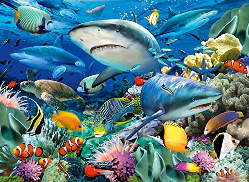 Ravensburger Shark Reef 100 Piece XXL Jigsaw Puzzle for Kids – 10951 – Every Piece is Unique, Pieces Fit Together Perfectly