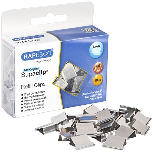Rapesco Supaclip #60 Refill Clips – Stainless Steel, Pack of 100 (CP10060S)