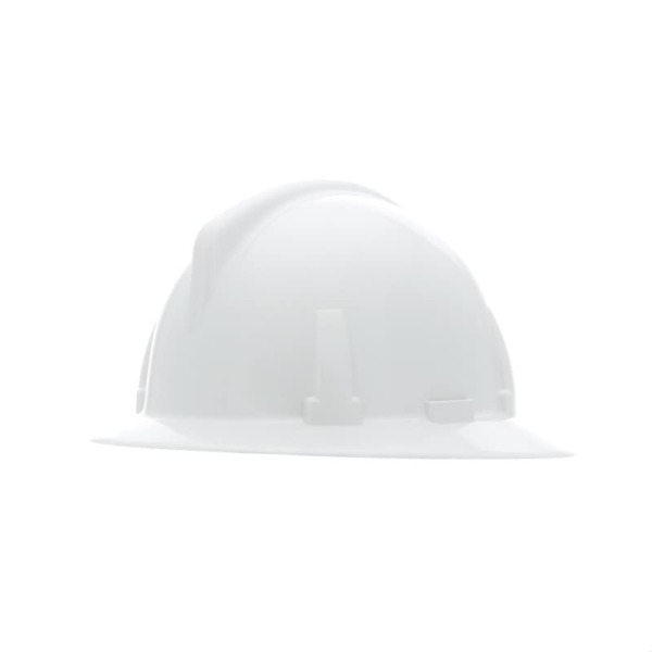 MSA 475393 Topgard Full Brim Safety Hard Hat with Fas-Trac III Ratchet Suspension | Non-Slotted Polycarbonate Shell, for General Purpose and Elevated Temperatures – Standard Size in White
