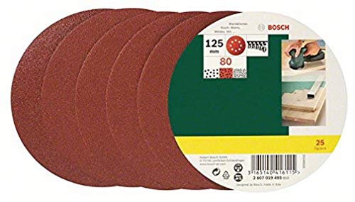Bosch 2607019493 Sanding Sheet-Set for Eccentric Grinder, 0 V, Red, 125 mm, Set of 125 Piece