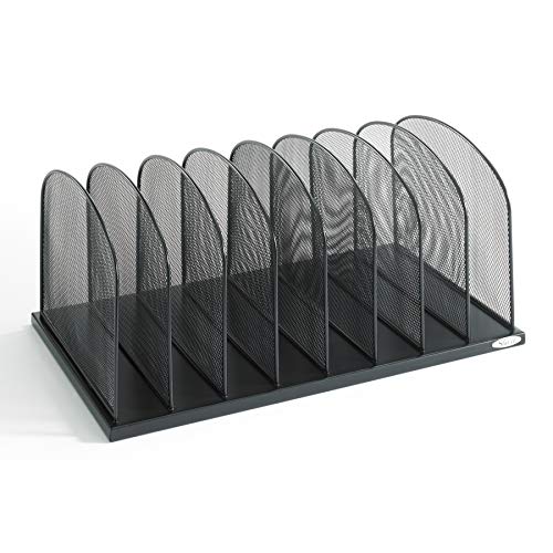 Safco Onyx Vertical Mesh File, Desktop Organizer with 8 Vertical Sections, Durable Steel Mesh in Black Powder Coat for Office, Home, School, Classroom