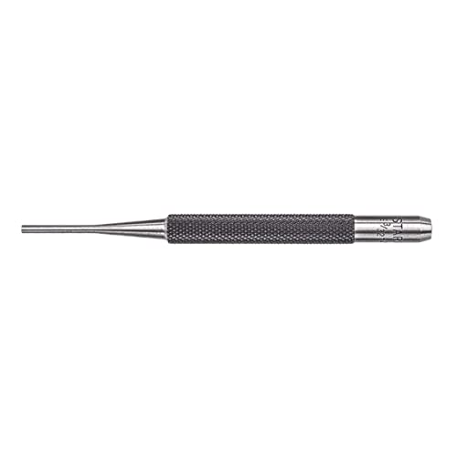 Starrett Drive Pin Punch with Knurled Grip for Driving Pins Into or Out of a Workpiece – Hardened and Tempered Steel, 4″ Length, 3/32″ Punch Diameter – 565B