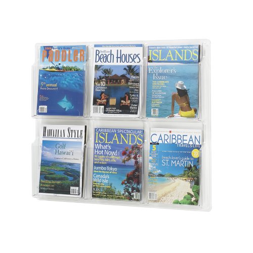 Safco Products 5607CL Reveal Literature Display, 6 Magazine, Clear