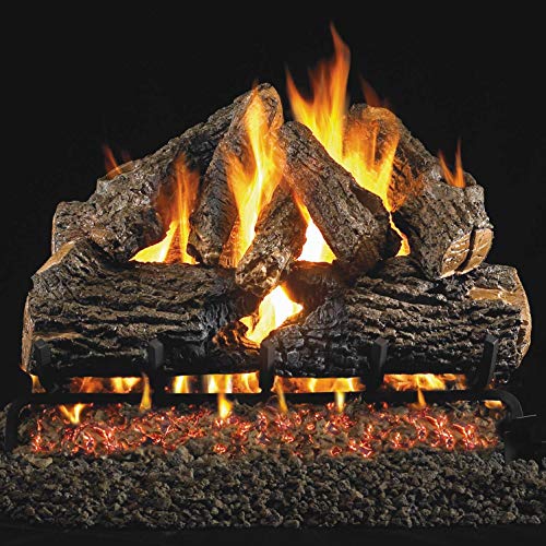 Peterson Real Fyre 18 Inch Charred Oak Log Set With Vented Natural Gas G45 Burner – Match Light
