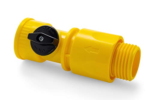 Camco 20103 Quick Hose Connect with Shutoff Valve , Yellow