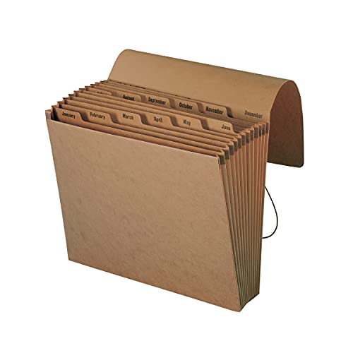 Smead Expanding File with Flap and Cord Closure, 12 Pockets, Monthly (Jan-Dec), Letter Size, Kraft (70186)