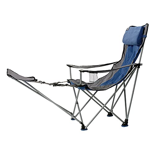 Travel Chair Big Bubba Chair With Adjustable and Removable Footrest, Large Folding Chair for the Outdoors, 300-Pound Capacity, Blue