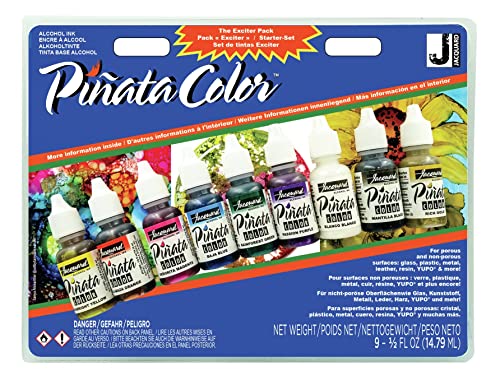 Jacquard Alcohol Ink Set – Pinata Color Exciter Pack – Highly Saturated – Acid-Free – 9 Assorted Colors Half Ounce