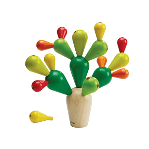 PlanToys Wooden Balancing Cactus Stacking Toy (4101) | Sustainably Made from Rubberwood and Non-Toxic Paints and Dyes