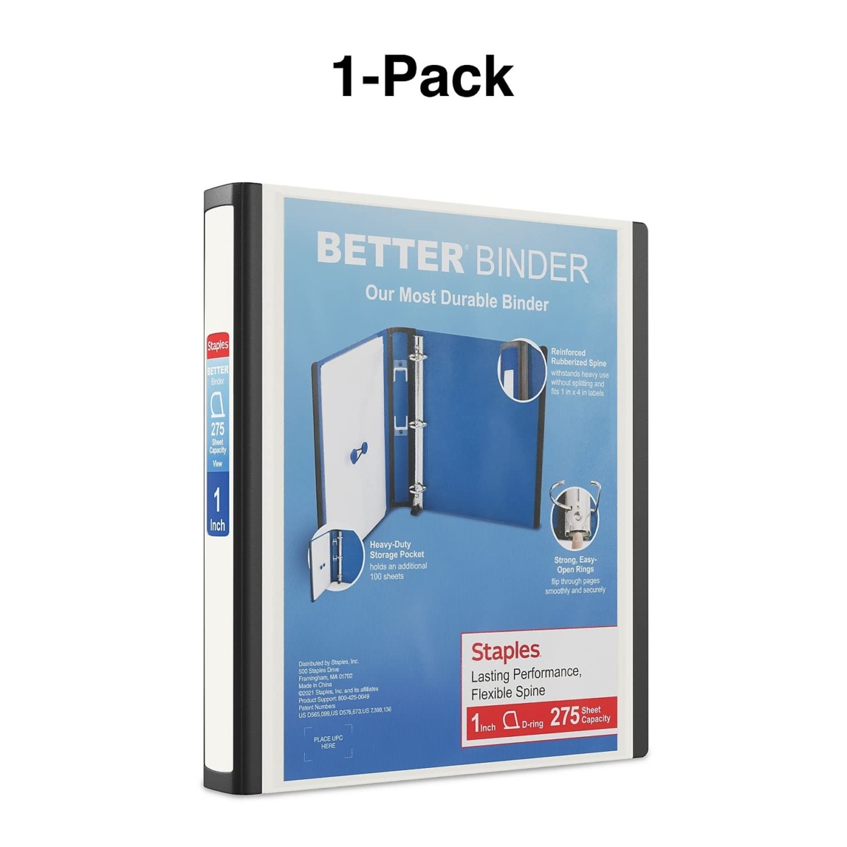 1″ STAPLES Better View Binder with D-Rings, White | The Storepaperoomates Retail Market - Fast Affordable Shopping