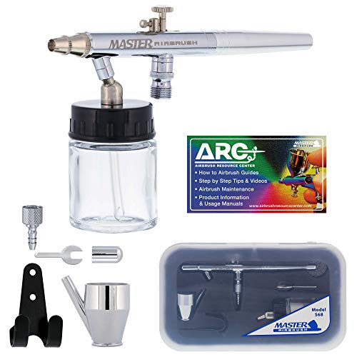Master Performance S68 Multi-Purpose Precision Dual-Action Siphon Feed Airbrush, 0.35 mm Tip, 3/4 oz Fluid Bottle, Color Cup – User Friendly Set Kit – How-to-Airbrush Guide – Auto, Art, Hobby, Cake