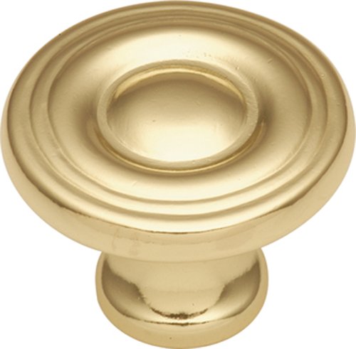 Hickory Hardware P14402-3 1-1/8-Inch Conquest Cabinet Knob, Polished Brass