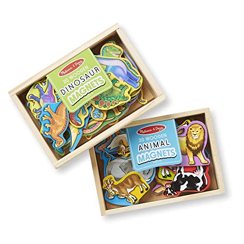 Melissa & Doug Wooden Magnets Set – Animals and Dinosaurs With 40 Wooden Magnets