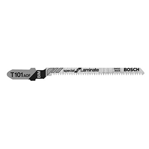 BOSCH T101AOF 5-Piece 3-1/4 In. 20 TPI Special for Laminate T-Shank Jig Saw Blades , Silver