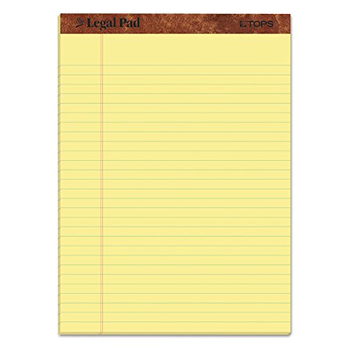 TOPS The Legal Pad Writing Pads, 8-1/2″ x 11-3/4″, Canary Paper, Legal Rule, 50 Sheets, 12 Pack (7532)