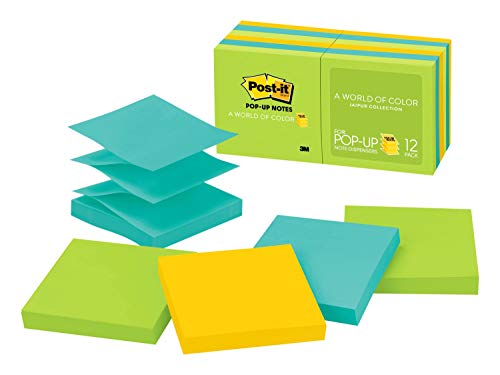 Post-it Pop-up Notes, 3×3 in, 12 Pads, America’s #1 Favorite Sticky Notes, Floral Fantasy Collection, Bold Colors, Clean Removal, Recyclable (R330-12AU)