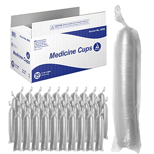 Dynarex Standard Medicine Cups, 1 Oz., Made with Translucent Plastic, For Measuring and Dispensing Liquid and Medication, Easy-to-Read Graduations, 1 Case of 50 Sleeves – 100 Cups/Sleeve