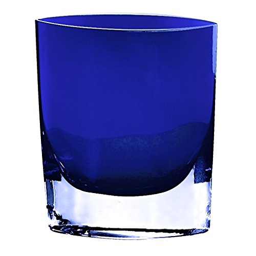 Badash Samantha Crystal Vase – 8″ Tall European Mouth-Blown Lead-Free Crystal Pocket-Shaped Cased Glass Vase in Lite Cobalt – Perfect Floral Vase & Home Decor Accent