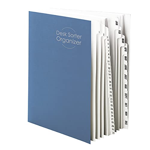 Smead Desk File/Sorter, Daily (1-31) and Monthly (Jan-Dec), 43 Dividers, Letter Size, Dark Blue (89235)