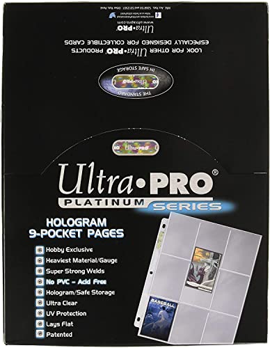 Ultra Pro 9 Pocket Pages Platinum Series 100 Pages of Card Sleeves for Trading Card Binder, Baseball Card Binder, -Pokemon Card Sleeves and Baseball Card Sleeves