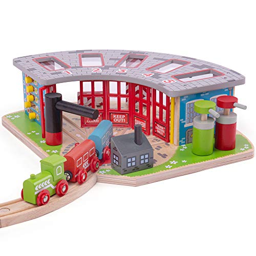 Bigjigs Rail, Five Way Engine Shed, Wooden Toys, Bigjigs Train Accessories, Wooden Train Shed, Train Toys, Wooden Shed, Wooden Toys for 3 4 5 Year Olds