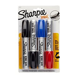 SHARPIE King Size Permanent Marker | Large Chisel Tip, Great for Poster Boards, Assorted, 4 Count