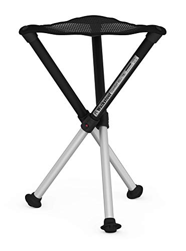 Walkstool – Comfort Model – Black and Silver – 3 Legged Folding Stool in Aluminium – Height 18″ to 30″ – Maximum Load 440 to 550 Lbs – Made in Sweden