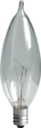GE 16047-24 Crystal Clear Bent Tip Candelabra Base Light Bulb, 40-Watt, 24-Pack