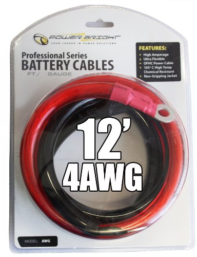 Power Bright 4-AWG12 4 AWG Gauge 12-Foot Professional Series Inverter Cables 1000-1500 watt