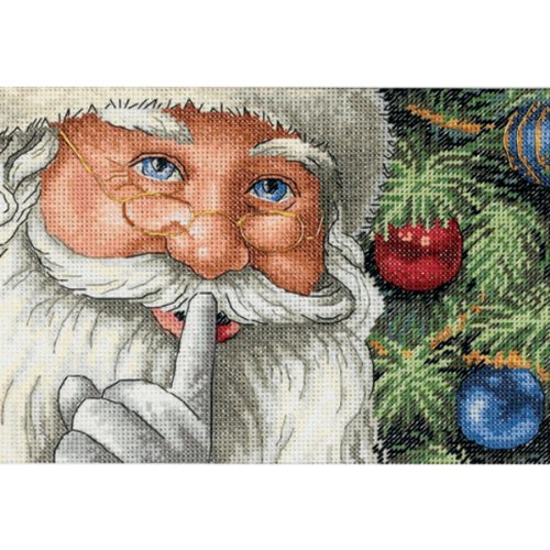 Dimensions Gold Collection Counted Cross Stitch Kit, Santa’s Secret Christmas Cross Stitch, 18 Count White Aida, 7” x 5′