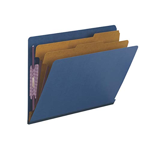 Smead End Tab Classification Folder, Letter, Straight, 2 Dividers, Dark Blue, 10 per Box (26784)