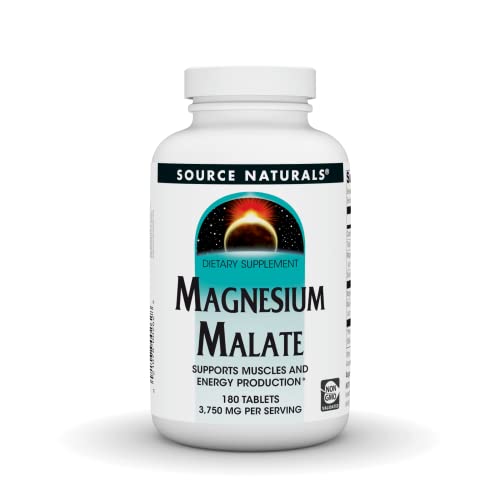 Source Naturals Magnesium Malate – 3750mg Per Serving – Essential Magnesium Malic Acid Supplement – 180 Tablets