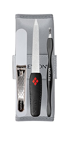 Manicure Set by Revlon, Cuticle Trimmer, Nail Clipper, Nail File & Nail Buffer, Nail Care Tools, Smooths & Shapes, Easy to Use, 4 Piece Set