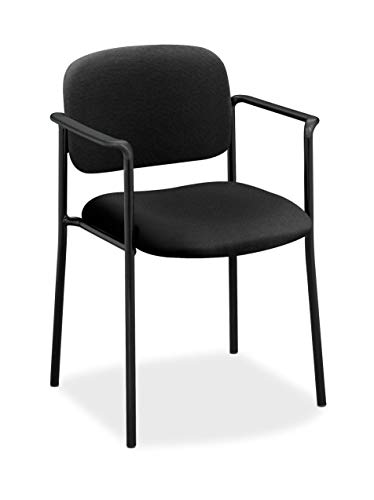 HON Scatter Guest Chair – Upholstered Stacking Chair with Arms, Office Furniture, Black (VL616)