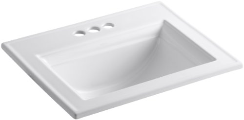 KOHLER K-2337-4-0 Memoirs Self-Rimming Bathroom Sink Sink with Stately Design, White – 22-3/4″ x 18″