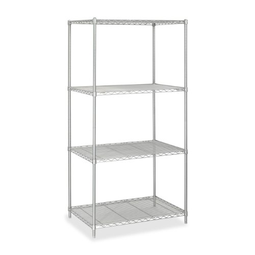 Safco Products Industrial Wire Shelving Starter Unit 36″ W x 24″ D x 72″ H (Add-On Unit and Extra Shelf Pack Sold Separately), Metallic Gray