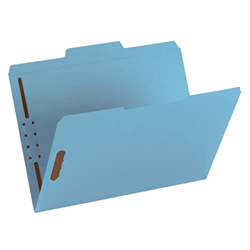 Smead Fastener File Folder, 2 Fasteners, Reinforced 1/3-Cut Tab, Letter Size, Blue, 50 per Box (12040)