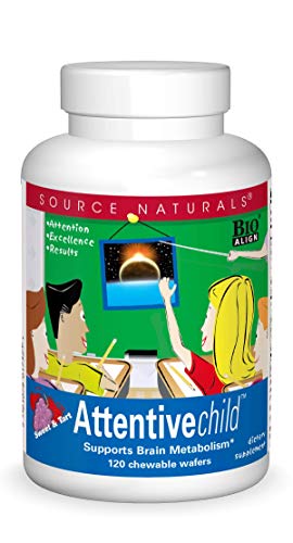 Source Naturals Attentive Child Chewable Wafers for Brain Metabolism Support – 120 Fruit Wafers