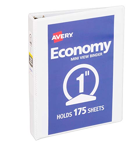 Avery Mini Economy View Binder with 1 Inch Round Ring, 5.5 x 8.5 inches, White, 1 Binder (5806)