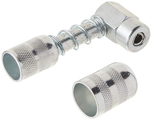 LUMAX LX-1404 Silver 90 Degree Grease Coupler for Hard-to-Reach Grease Fittings on Cars, Trucks, Farm Equipment. Ideal for Lubrication of Front and All-Wheel Drive Vehicles.