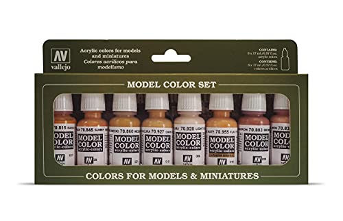 Vallejo Face/Skin Colors Paint Set, 8-Colors, 17ml