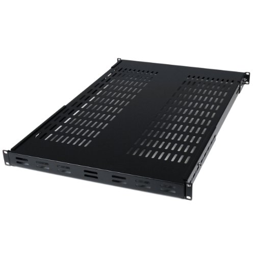 StarTech.com 1U Adjustable Vented Server Rack Mount Shelf – 175lbs – 19.5 to 38in Adjustable Mounting Depth Universal Tray for 19″ AV/ Network Equipment Rack – 27.5in Deep (ADJSHELF)