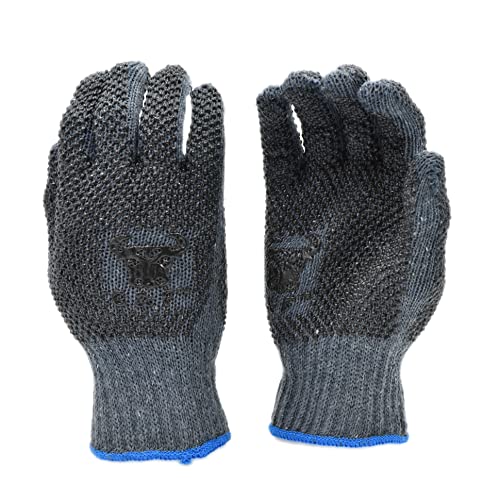 G & F Products unisex adult Pvc Dot work gloves, Grey, Large 12 Pairs US