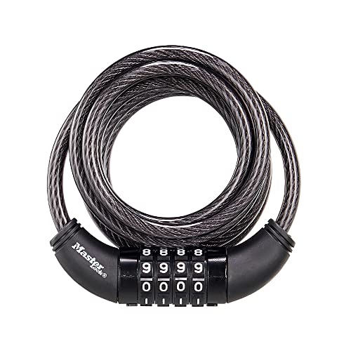 Master Lock Bike Lock Cable, Set Your Own Combination Bicycle Lock, Cable Lock for Outdoor Equipment, 8114D,Black