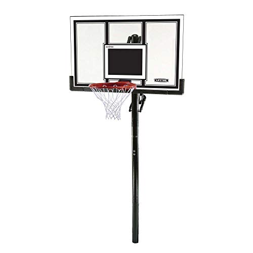 Lifetime 71525 Height Adjustable In Ground Basketball System, 54 Inch Shatterproof Backboard